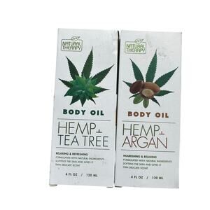 Natural Therapy Hemp Body Oil Duo – Tea Tree 4 oz + Argan 4 oz Set NWT